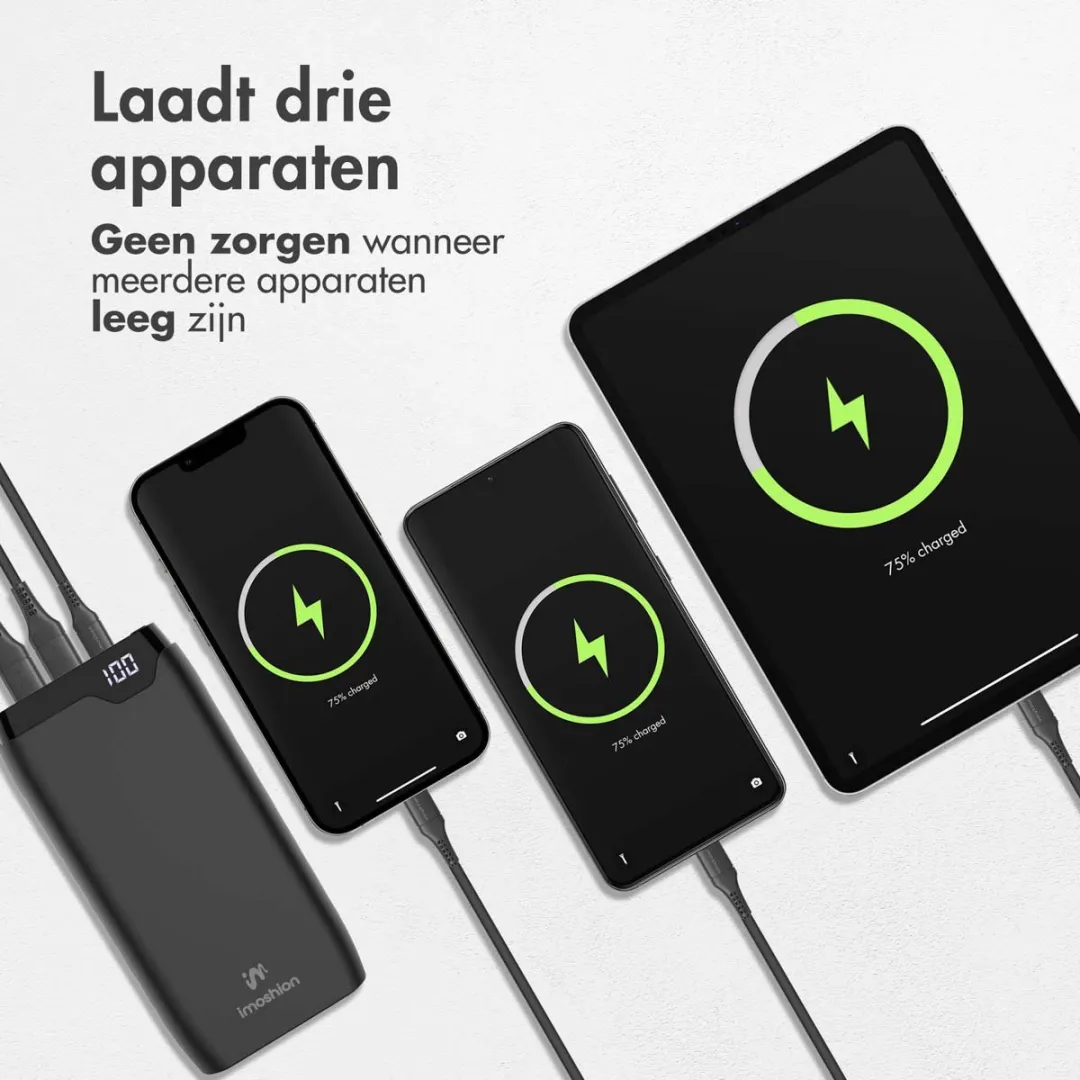 Imoshion Powerbank 20000mAh SH00009980 - 22.5W - 3x USB - Zwart