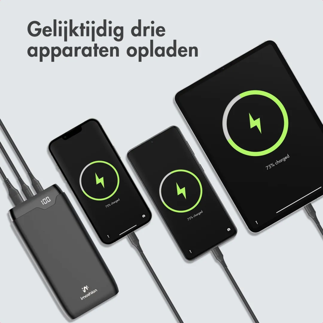 Imoshion Powerbank SH00084424 27.000mAh - 30W - 3x USB - Zwart