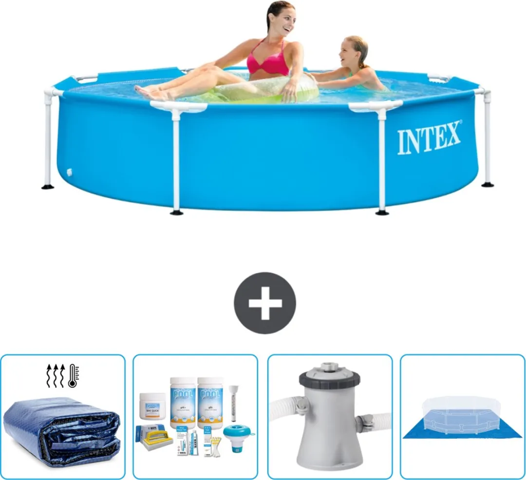 Intex 28205NP-Blauw Rond Frame Zwembad 244cm - Blauw - 1828L