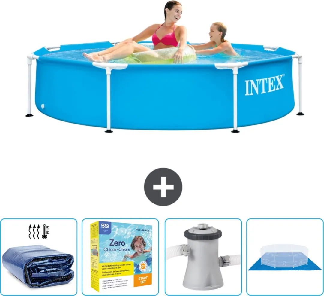 Intex 28205NP-Blauw Rond Frame Zwembad 244cm - Blauw - 1828L