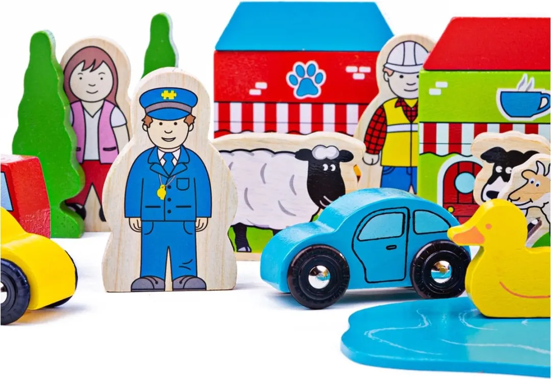 BIGJIGS Houten Treinrails Uitbreiding BJT054 - Figuren & Gebouwen