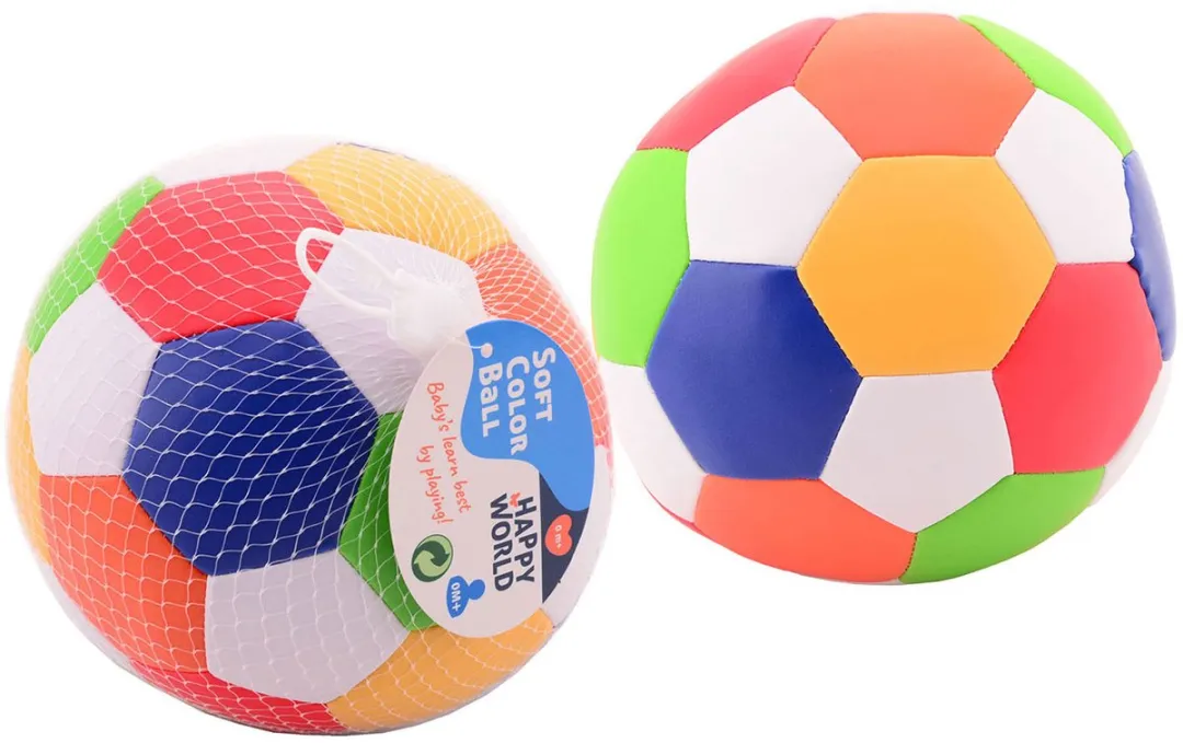 Johntoy Happy World Zachte Bal Multicolor 15cm