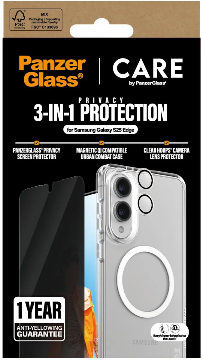 PanzerGlass 3-In-1 Beschermset - Privatiserend Glas - Universeel