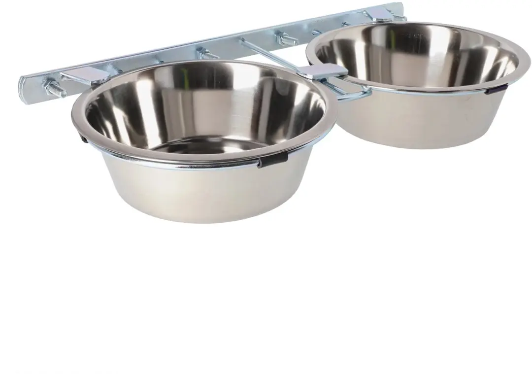 Dingo Drinkbak & Voerbak set met houder 2 x 4 liter