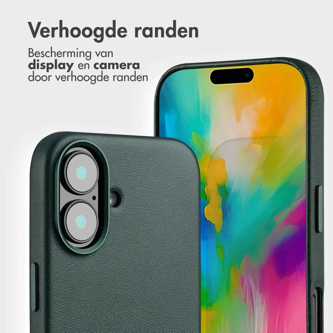 Accezz Hoesje iPhone 16 Leather Bookcase 2-in-1 - 3 Pasjes - Cedar Green