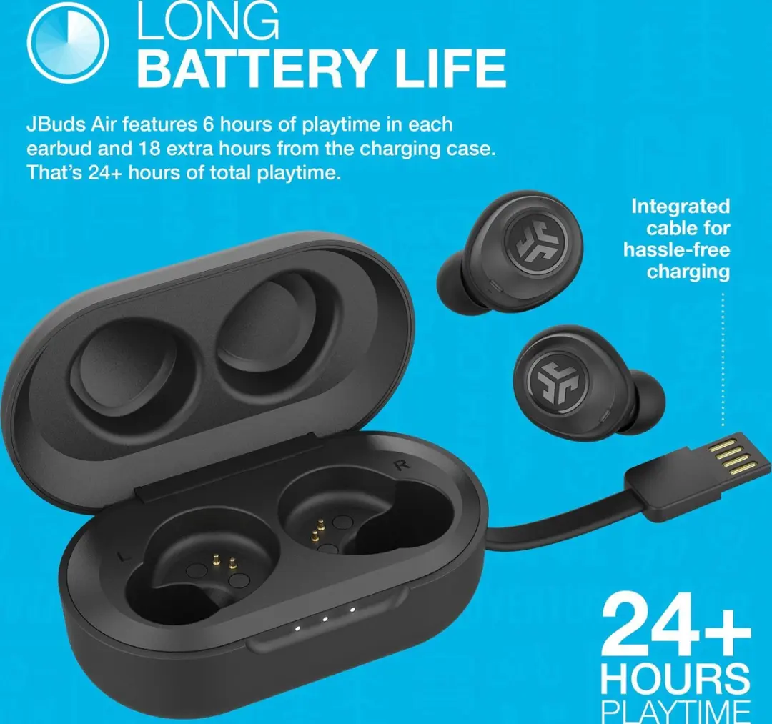 JLab JBuds Air Draadloze Oordopjes - Zwart - afbeelding 6 van 6