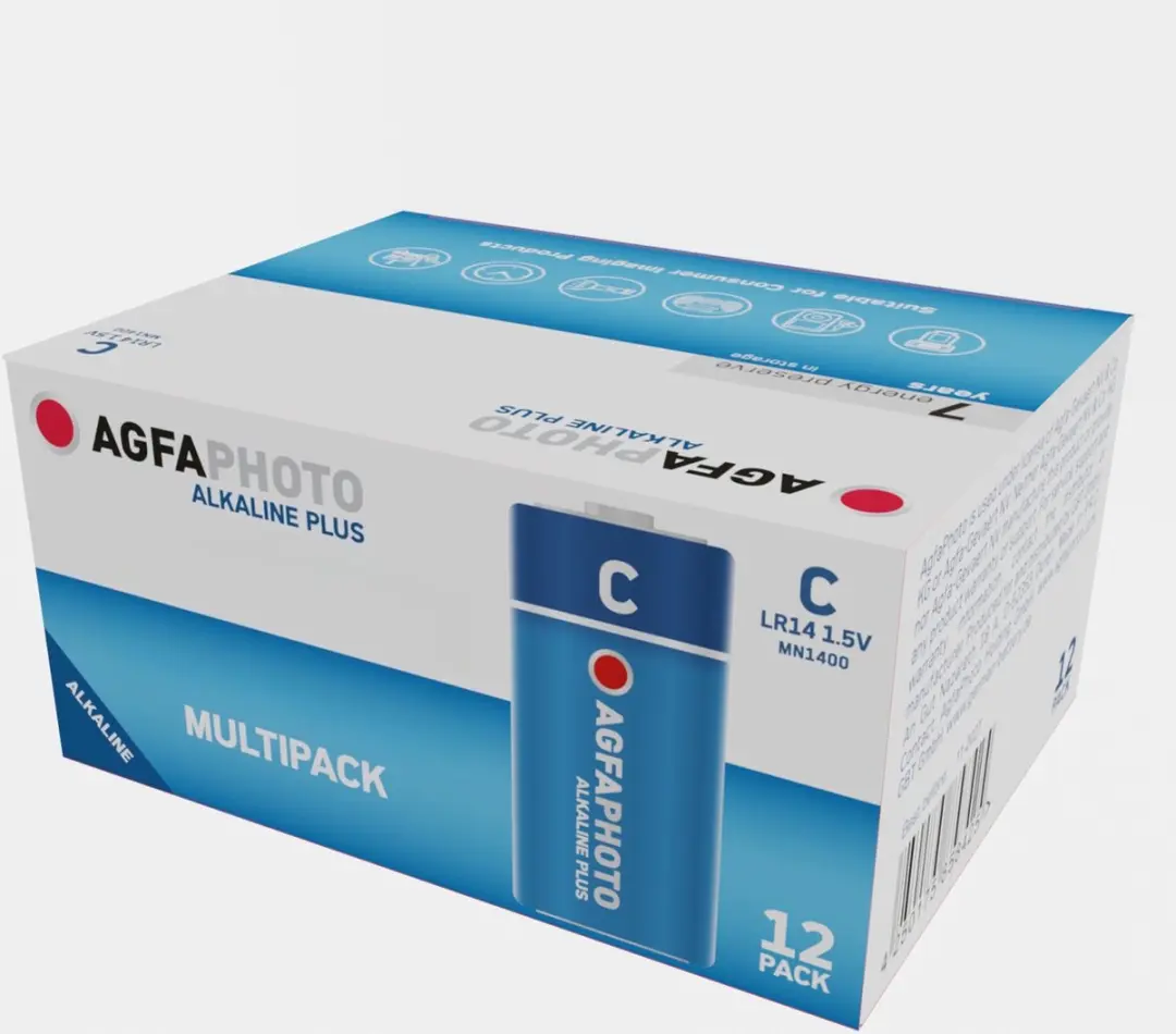 AgfaPhoto Piles Alcalines PLUS Baby C LR14 (1.5V, Lot de 12)