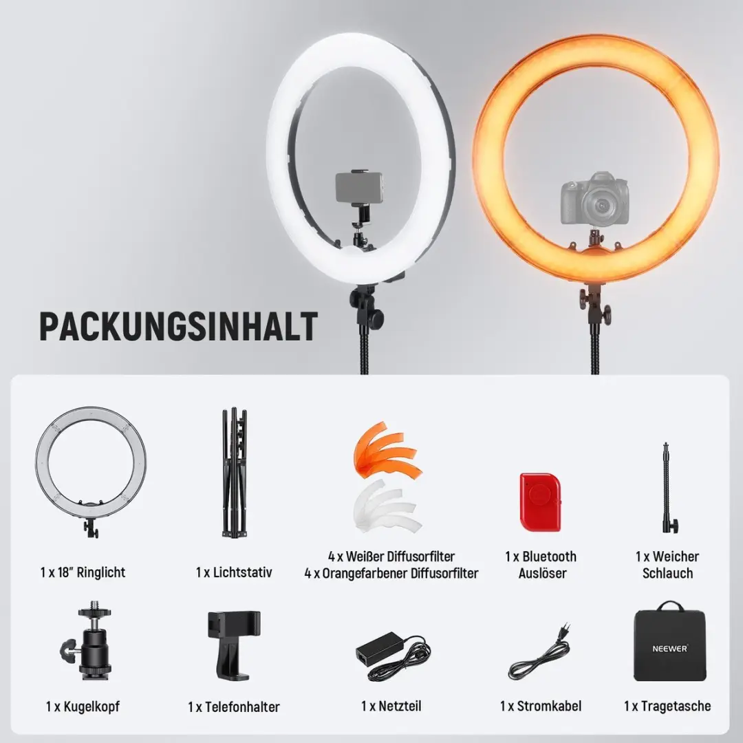 Neewer RL-18 Ringlicht 18 inch - 5600K - Zwart - afbeelding 5 van 6