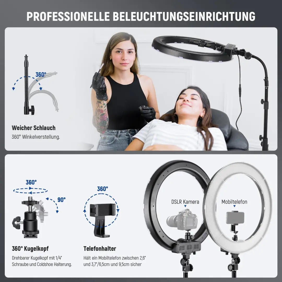 Neewer RL-18 Ringlicht 18 inch - 5600K - Zwart - afbeelding 4 van 6
