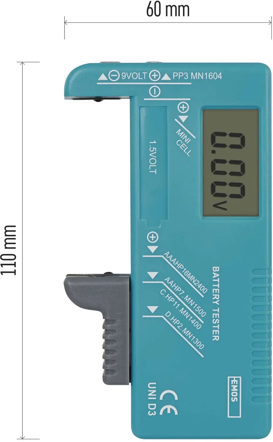 Emos Universele Batterijtester - AA, AAA, C, D, 9V - afbeelding 4 van 6
