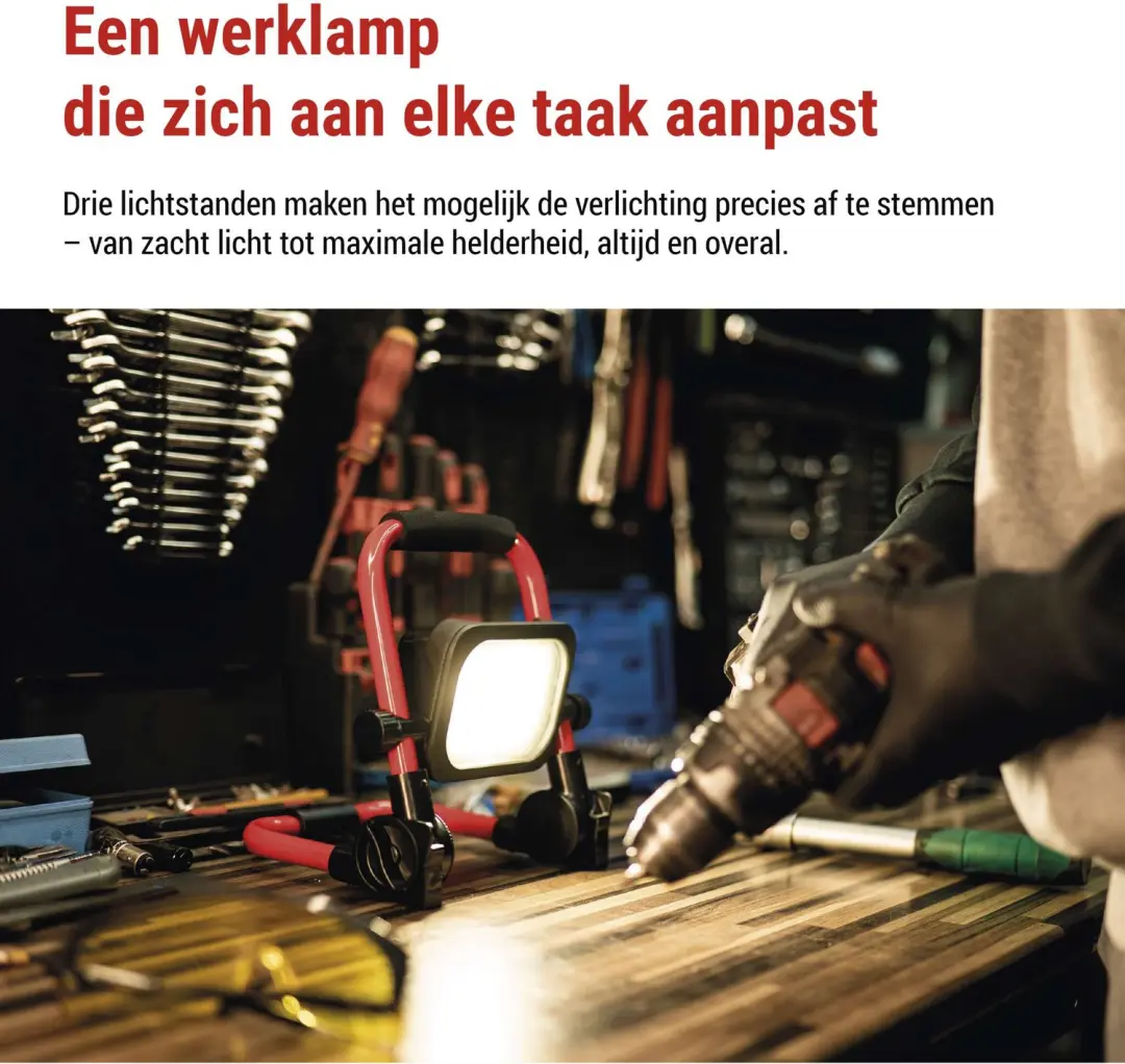 Emos ACCO oplaadbare LED-schijnwerper 20W - Koudwit - afbeelding 5 van 6