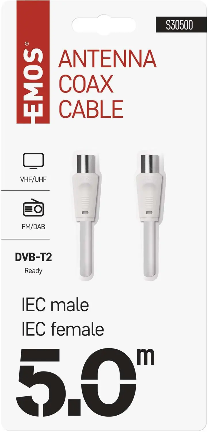 Emos S30500 Antennekabel - 5m Coax Rechte Stekkers - afbeelding 2 van 6