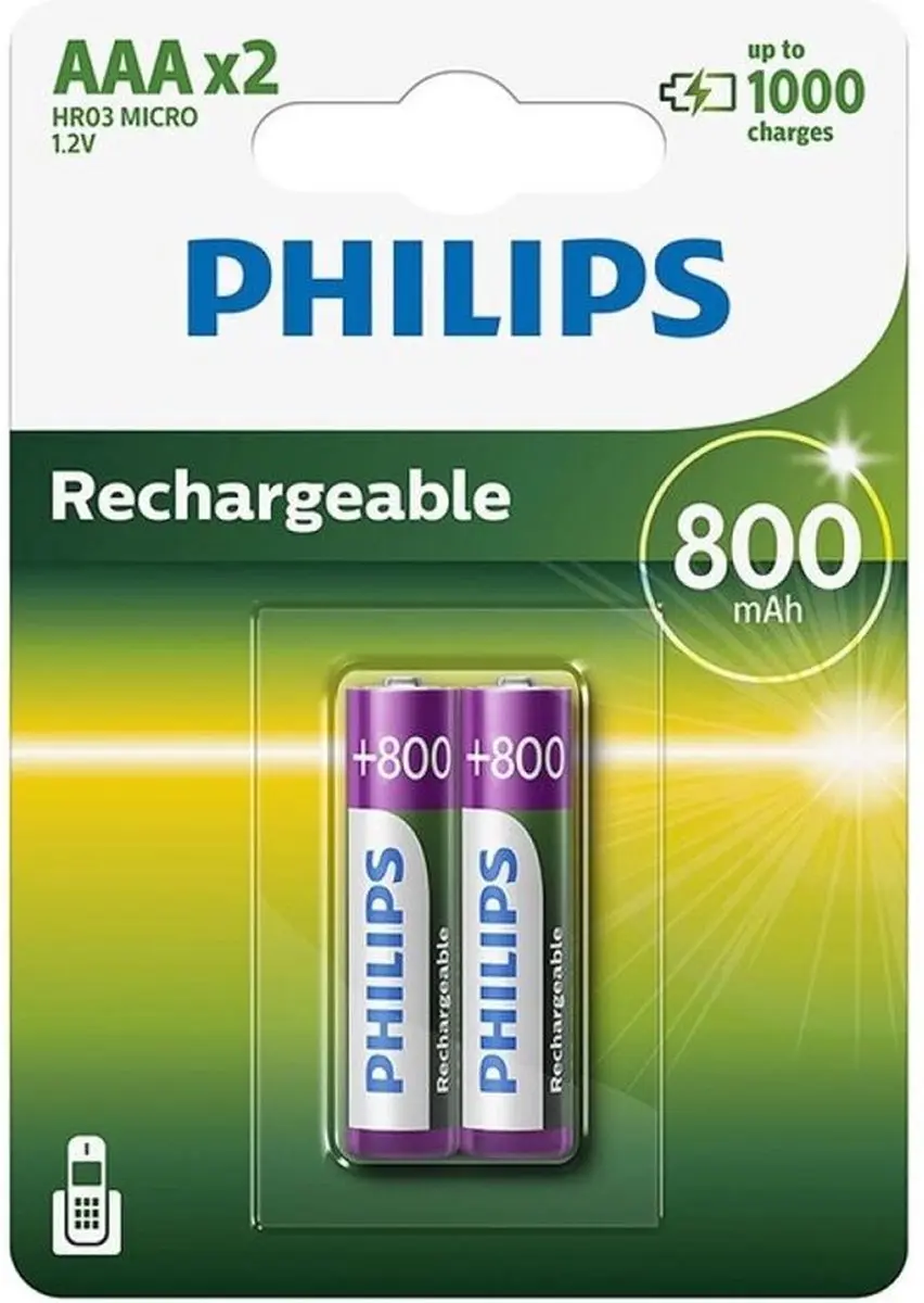 Philips AAA 800 mAh DECT Oplaadbare Batterij 24 stuks