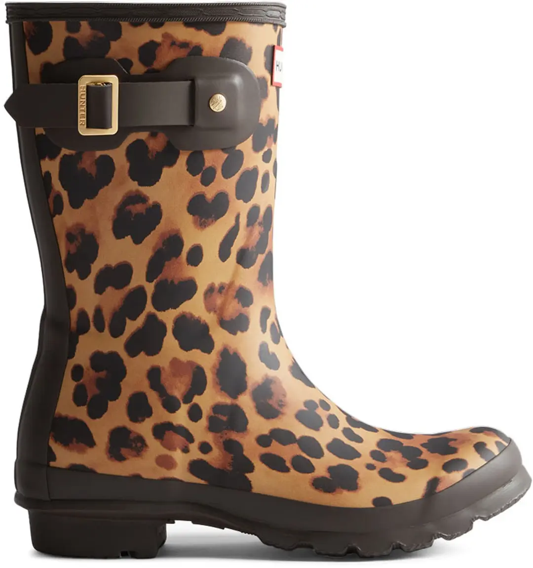 Women's Original Short Wellington Boots Leopard Print/Chocolate Brown