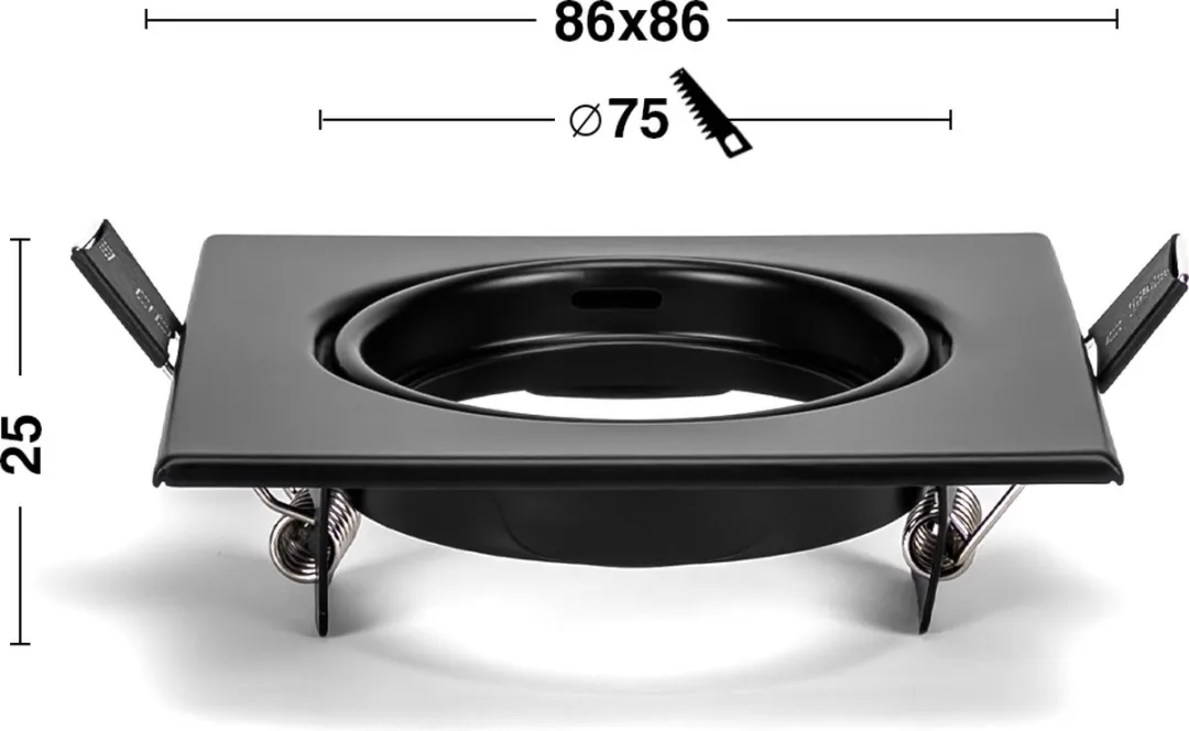 Solistech Vierkante Inbouw GU10 LED Spot - 2 Stuks - Zwart - afbeelding 6 van 6