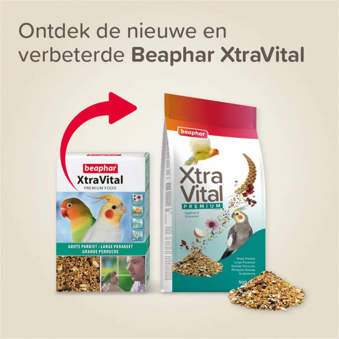Beaphar XtraVital Grote Parkiet Vogelvoer - 1kg - afbeelding 2 van 5
