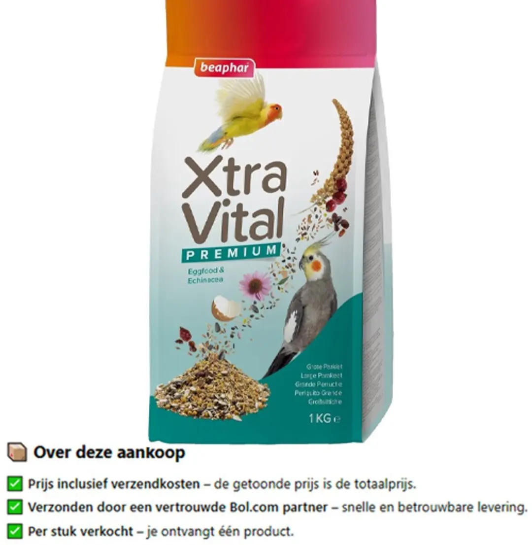 Beaphar XtraVital Grote Parkiet Vogelvoer - 1kg - afbeelding 5 van 5