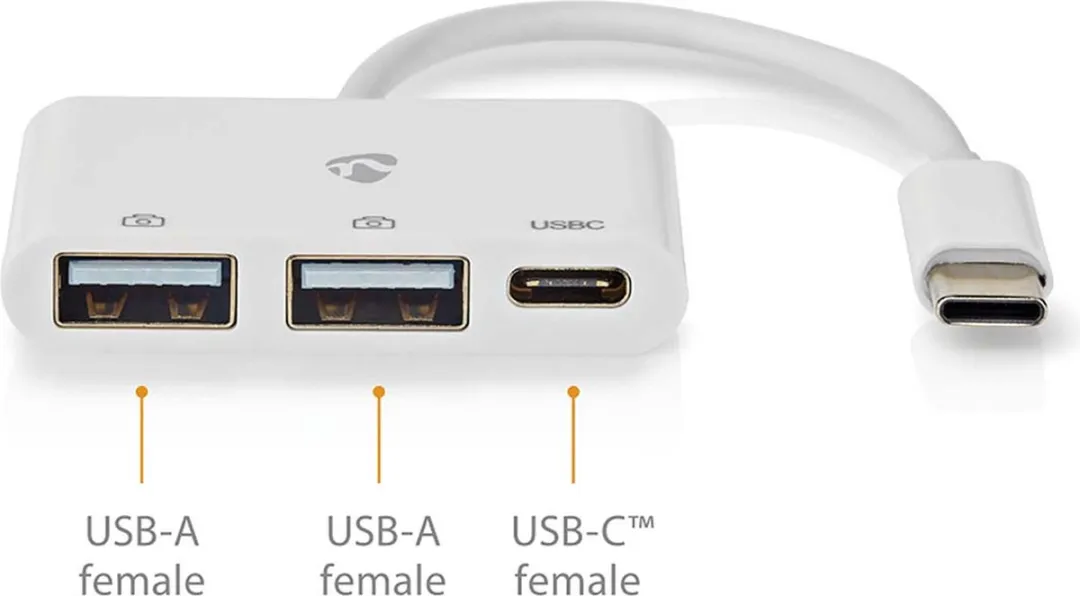 Nedis USB-Hub CCGB64785WT01 - 3 Poorten - Wit