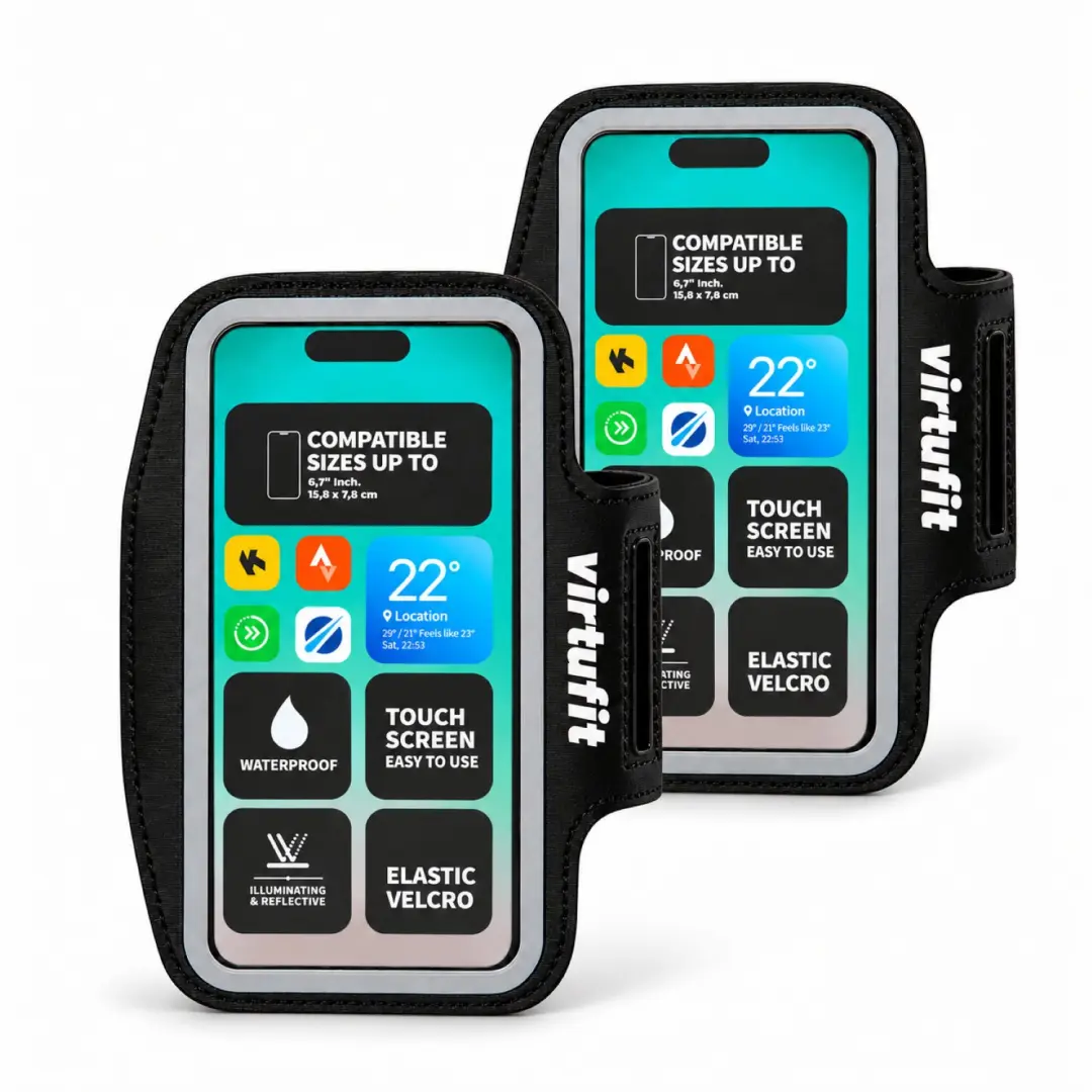 VirtuFit Hardloop Telefoon Armband - 2 stuks - Zwart - afbeelding 4 van 6
