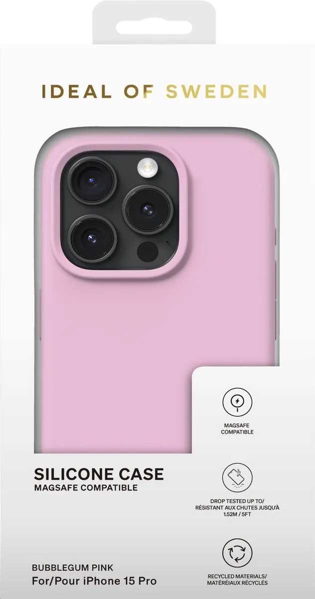 iDeal of Sweden Silicone Case MagSafe iPhone 15 Pro Bubblegum Pink