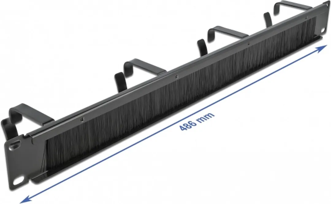 Delock 66489 Kabelbeheersborstelstrook 19" 1U - 4 Haken - Zwart - afbeelding 3 van 3