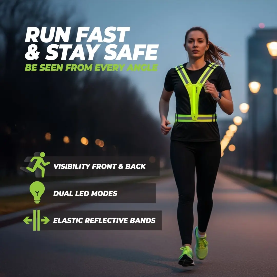 VirtuFit Reflecterend Hardloopvest met LED - 2 stuks - Geel - afbeelding 5 van 6
