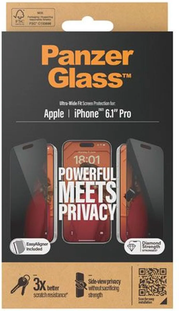 PanzerGlass PZ-P2810 Screenprotector iPhone 15 Pro - Privacy - Case Friendly
