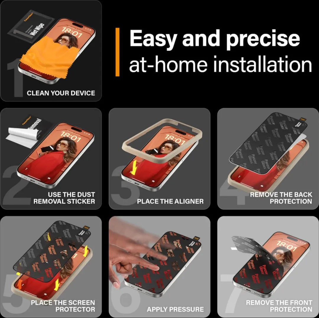 PanzerGlass PZ-P2810 Screenprotector iPhone 15 Pro - Privacy - Case Friendly - afbeelding 6 van 6