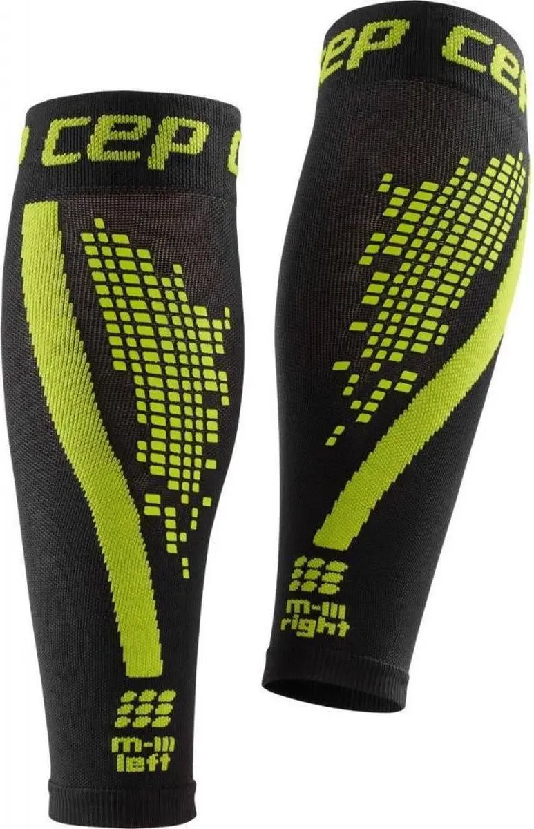 CEP Nighttech Calf Sleeves dames Hardloopsokken zwart/groen maat 2 (kuit25-31cm)