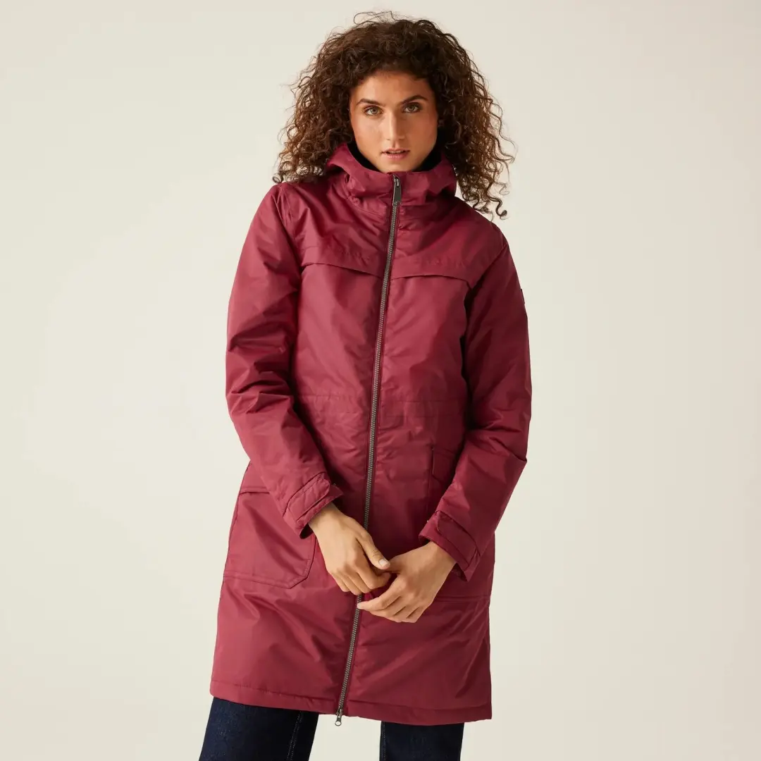 Regatta Romine II waterdichte damesjas met capuchon - Rumba Red/Black - afbeelding 2 van 2
