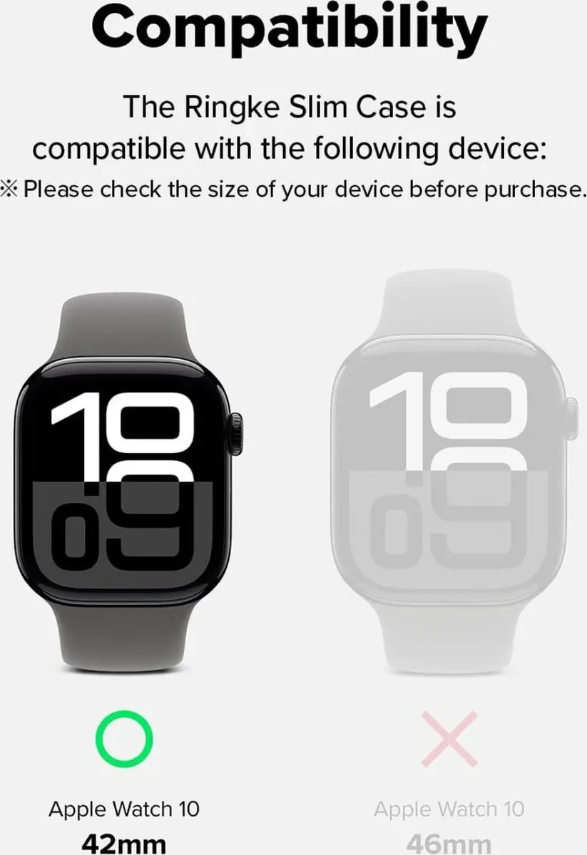 Ringke Slim Hoesje Apple Watch 10 42mm - 2 Stuks - Transparant & Mat Zwart