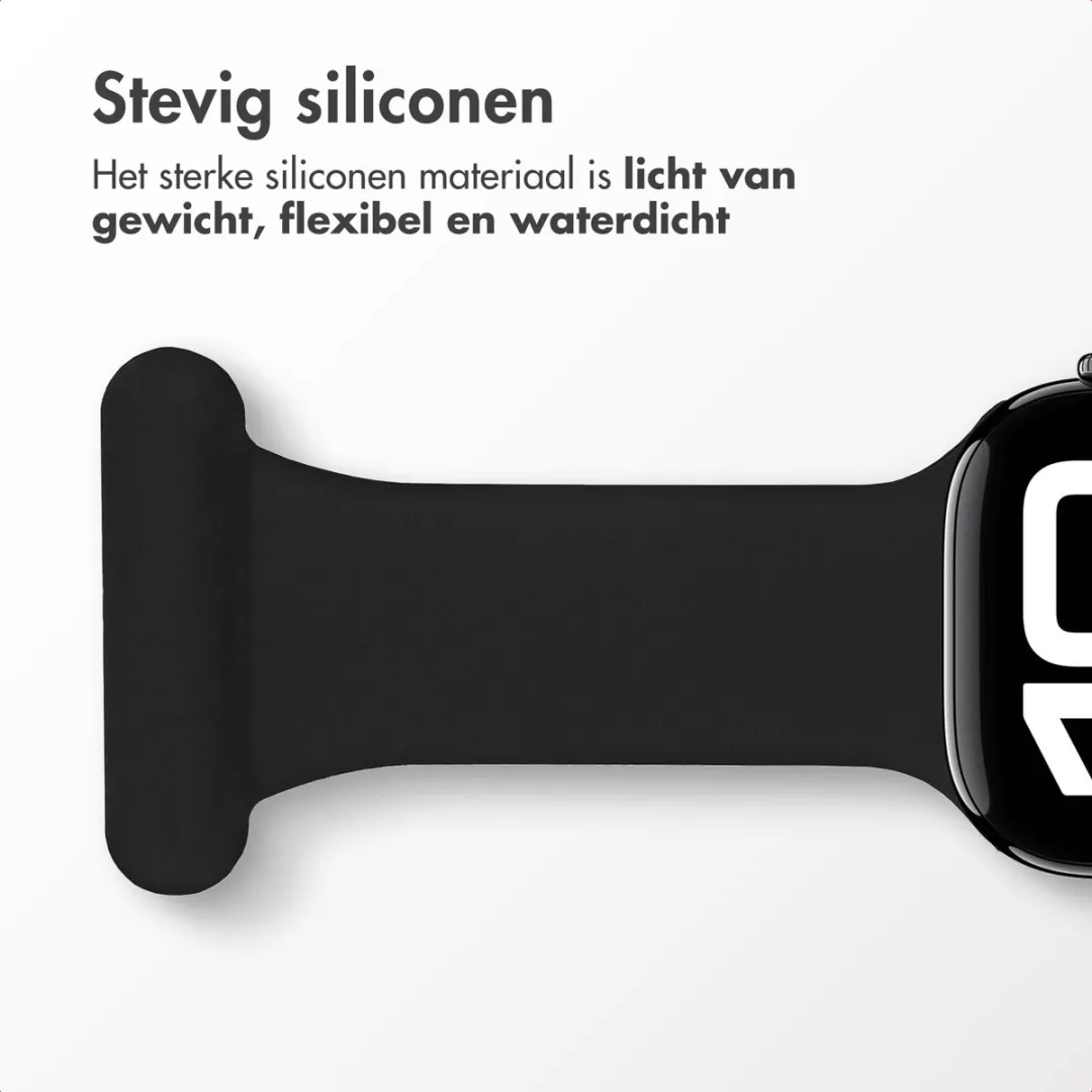 Verpleegkundige siliconen bandje - Geschikt voor Apple Watch 1, 2, 3, 4, 5, 6, 7, 8, 9, 10, 11 (42 mm), SE - 38/40/41 mm - Zwart