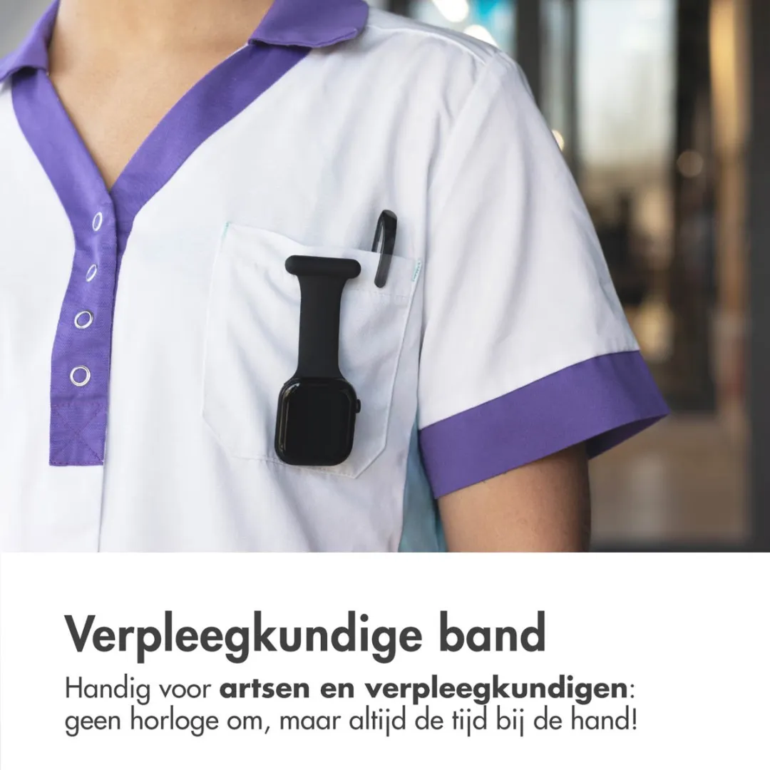 Verpleegkundige siliconen bandje - Geschikt voor Apple Watch 1, 2, 3, 4, 5, 6, 7, 8, 9, 10, 11 (42 mm), SE - 38/40/41 mm - Zwart