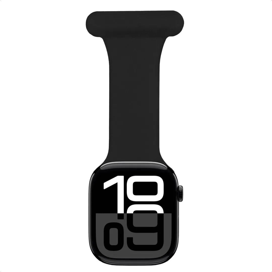 Verpleegkundige siliconen bandje - Geschikt voor Apple Watch 1, 2, 3, 4, 5, 6, 7, 8, 9, 10, 11 (42 mm), SE - 38/40/41 mm - Zwart