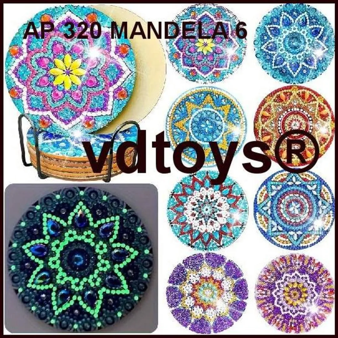 VDTOYS Diamond Painting Mandala Onderzetters AP 320 Set 6 - 8 Stuks