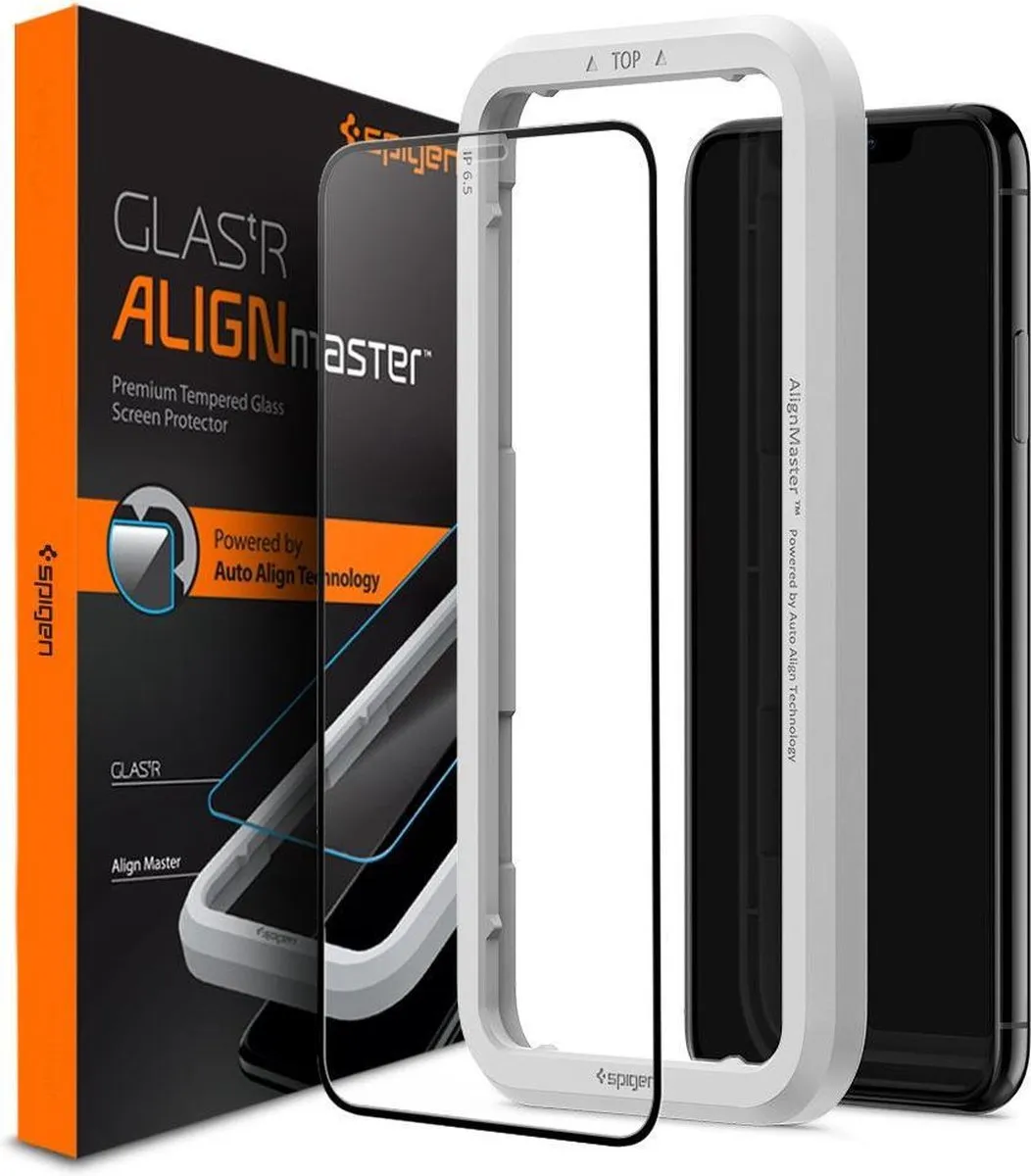 Spigen AlignMaster Full Cover Glas iPhone 11 - Zwart