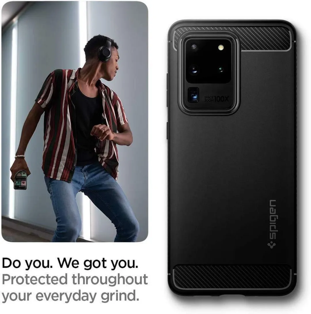 Spigen Rugged Armor Hoesje - Samsung Galaxy S20 Ultra - Zwart - afbeelding 6 van 6