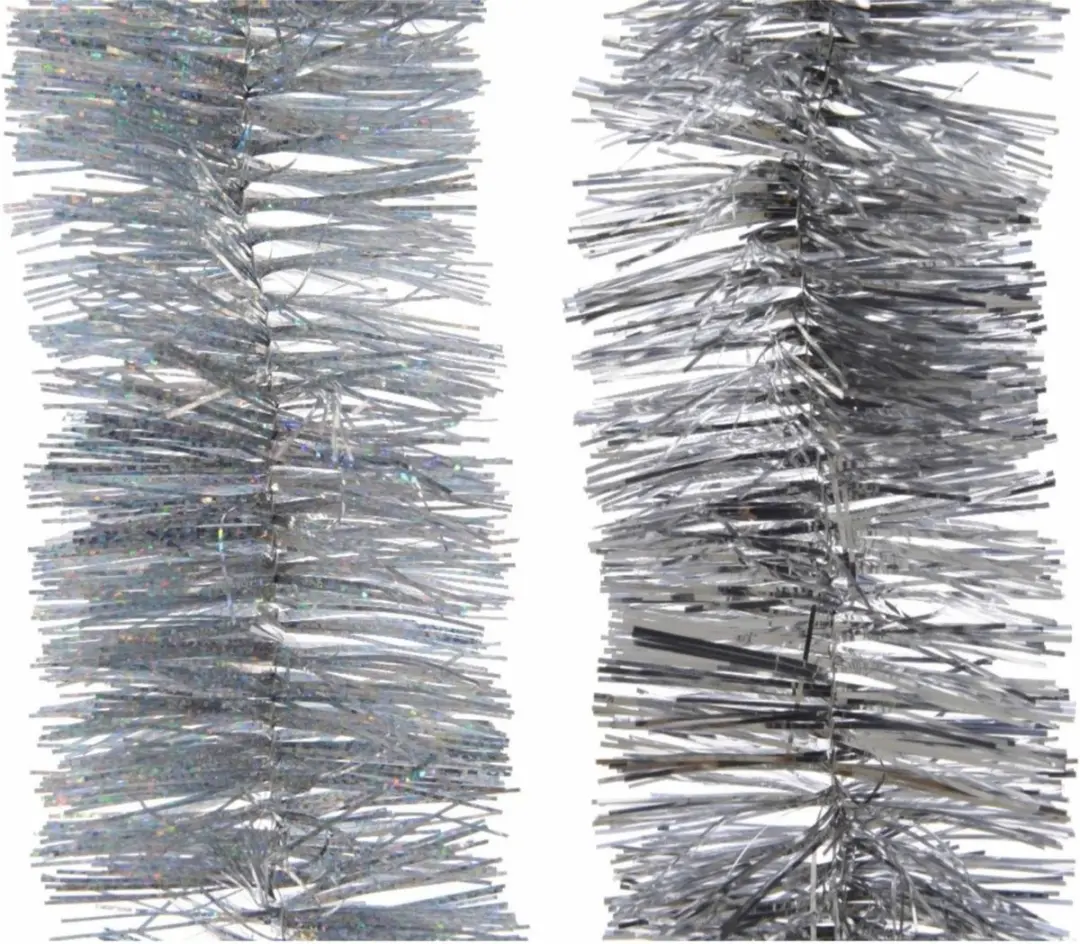 2x Kerstslingers glitter zilver 270 cm