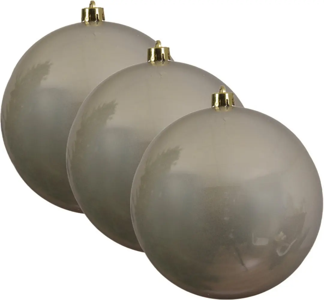 Decoris Kerstbal 20cm Parel - Champagne - afbeelding 5 van 5