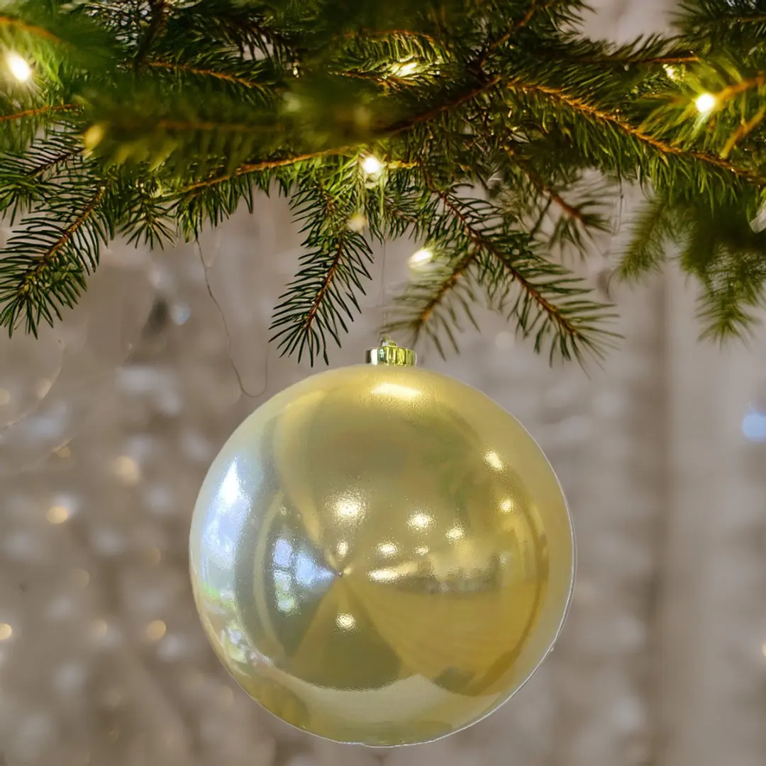 Decoris Kerstbal 20cm Parel - Champagne - afbeelding 3 van 5