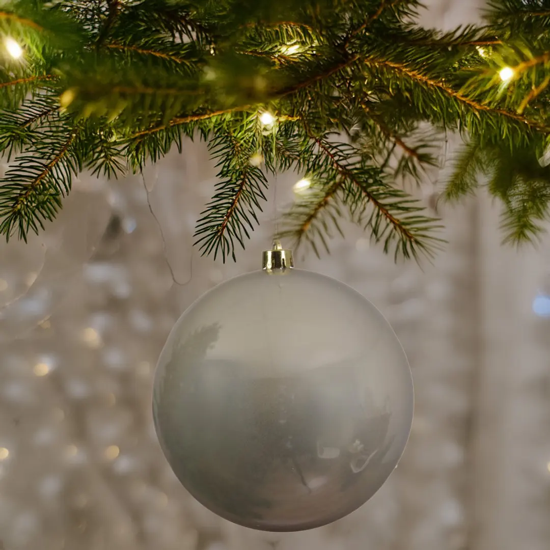 Decoris Kerstbal 20cm Parel - Champagne - afbeelding 2 van 5