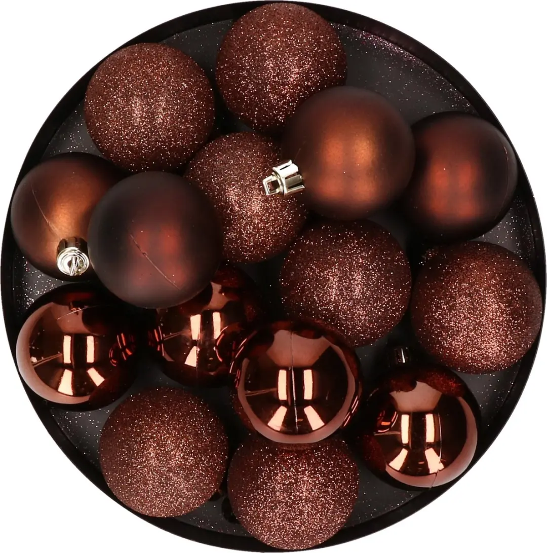 Cosy & Trendy Kerstballen set donkerbruin