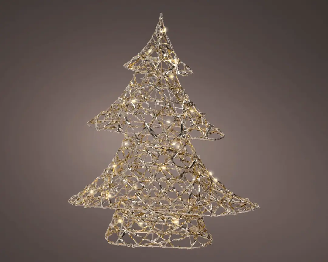 Metalen LED kerstboom 40 cm met 30 warm witte lampjes en timer