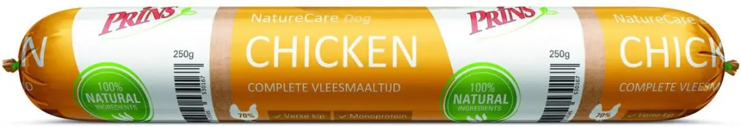 Prins NatureCare Kip Worst voor Hond 250g