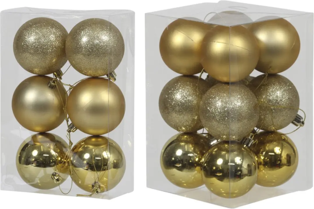 Kerstversiering/kerstboom set mat/glans mix kerstballen in kleur goud 6 en 8 cm