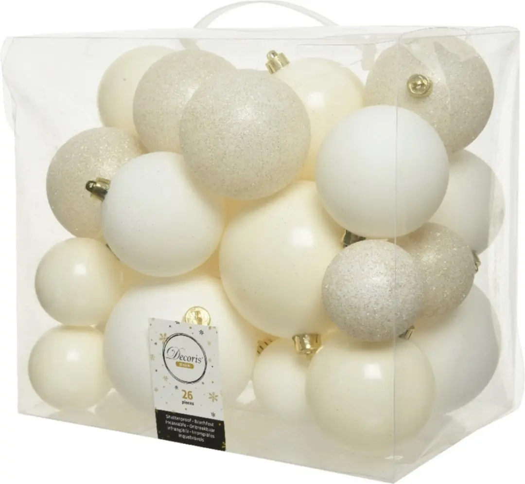 Decoris Kerstballen 52x st wol wit