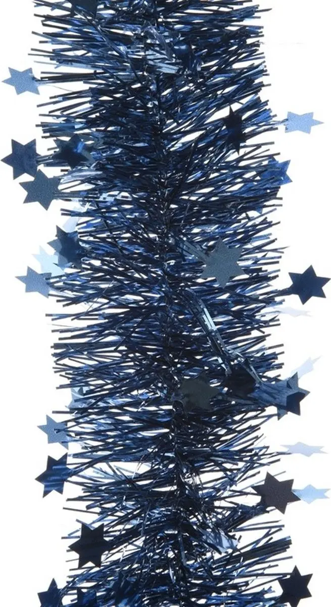 6x Kerstslingers sterren donkerblauw 270 cm