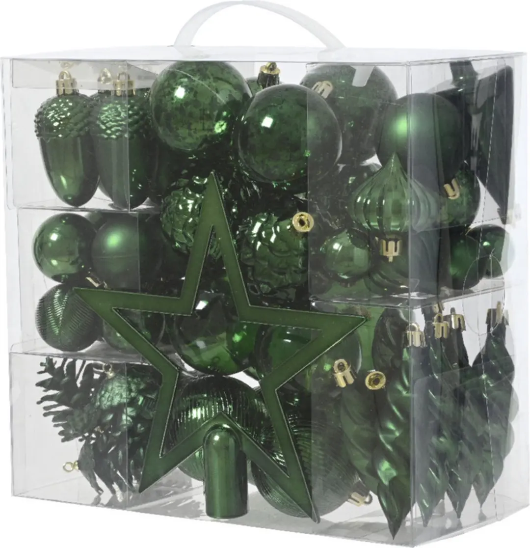 Decoris kerstballen, ornamenten en piek set