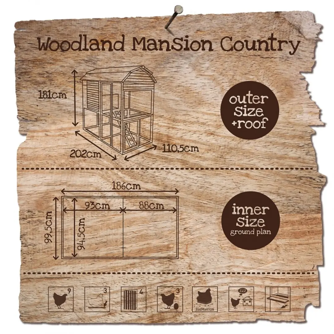 Woodland kippenhok mansion country 202x110,5x181CM