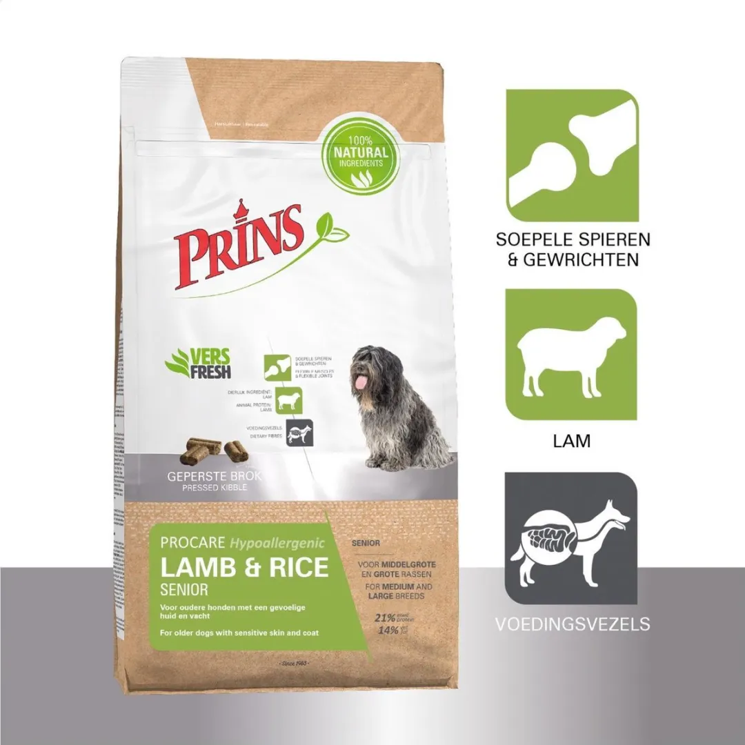 Prins Procare Hypo-Allergic Senior Lam&Rijst Hondenvoer 3kg